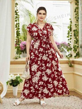 Ladies OXS (12) Floral dress  with white belt 10.00 Brand new Last one